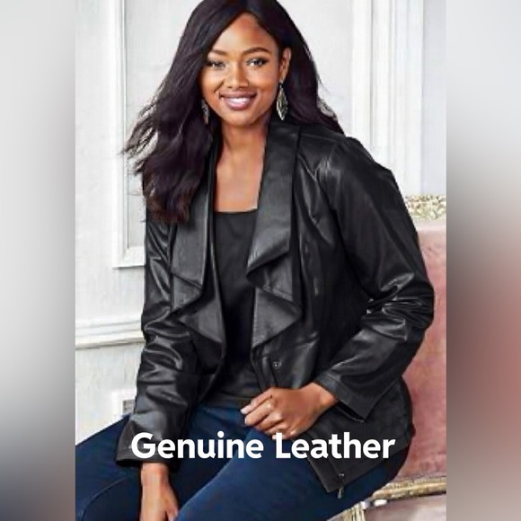 Jessica London Jackets & Blazers - NEW Women's Black Leather Jacket